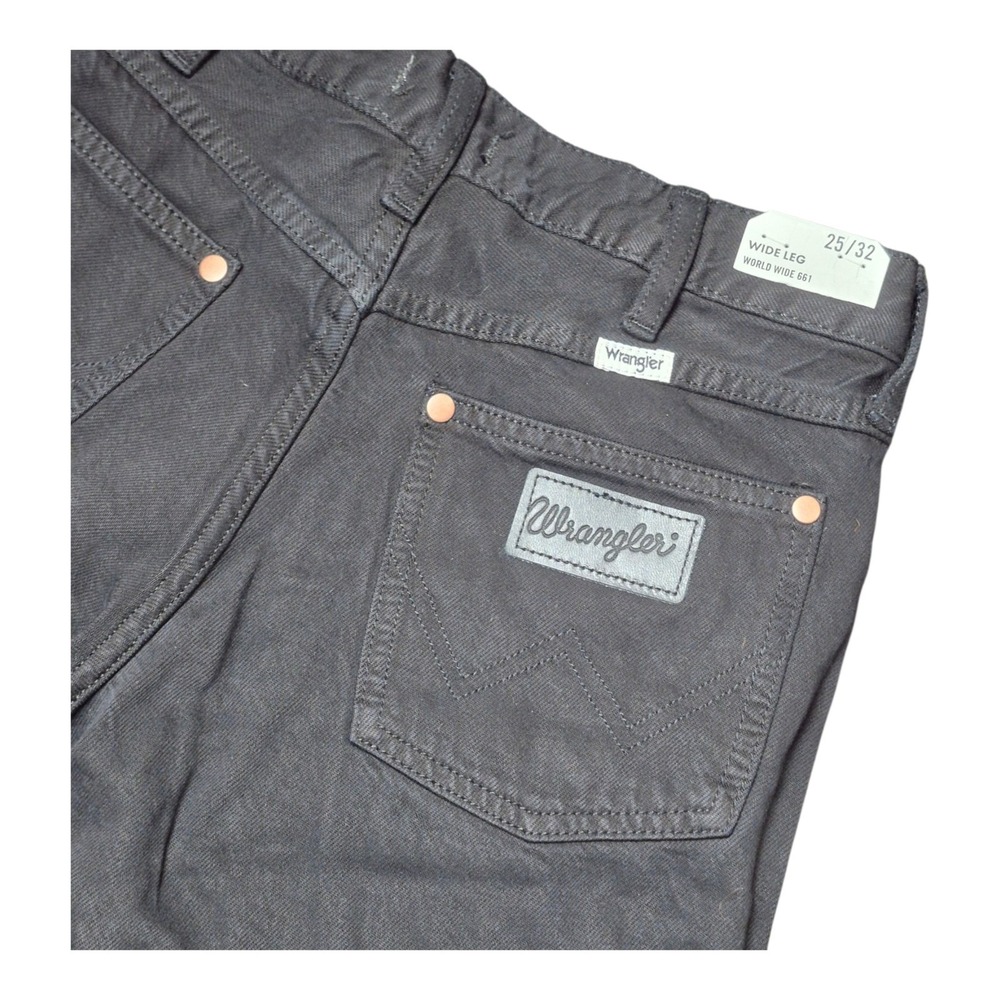 Wrangler Women's 25x32 World Wide 661 Black Wide Leg Mid Rise Jeans NWT